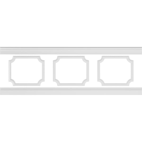 Ekena Millwork 94 1/2"L (Adjustable 32"H to 36"H) Ashford Scalloped Panel Traditional Wainscot Paneling Kit WPKUSC061P032 - main